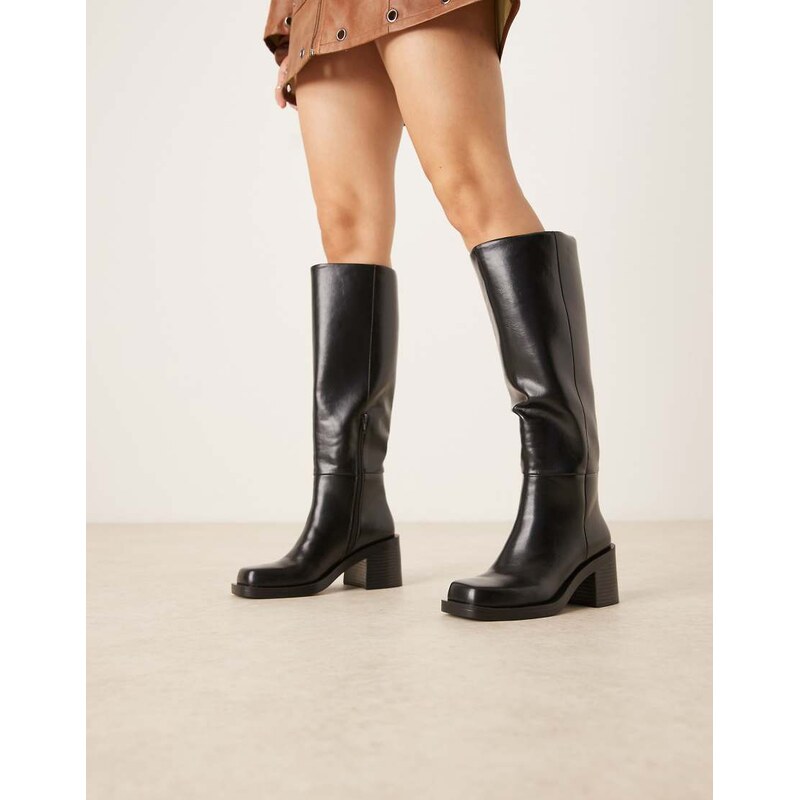 ASOS DESIGN Campbell chunky heeled knee boots in black 108496546
