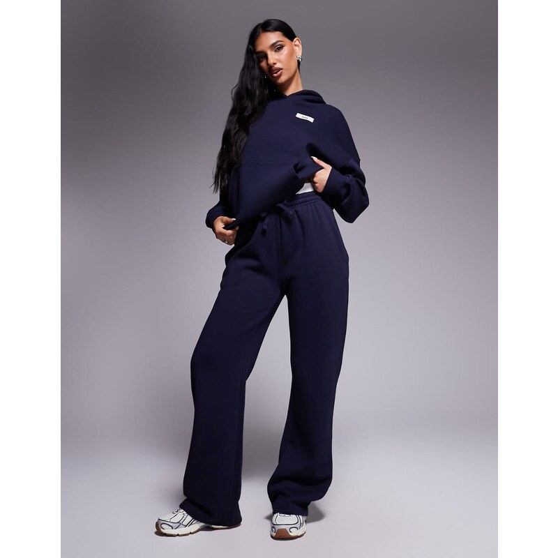 Kaiia cotton rich contrast logo waistband wide leg jogger co-ord in 107859531