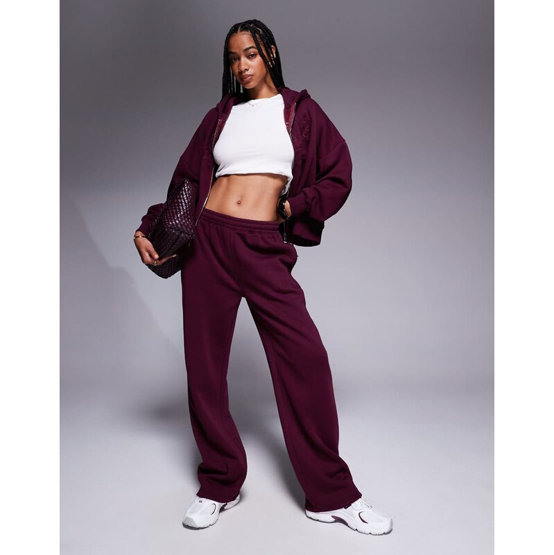 Kaiia cotton rich embroidered logo wide leg joggers co-ord in dark 107859535