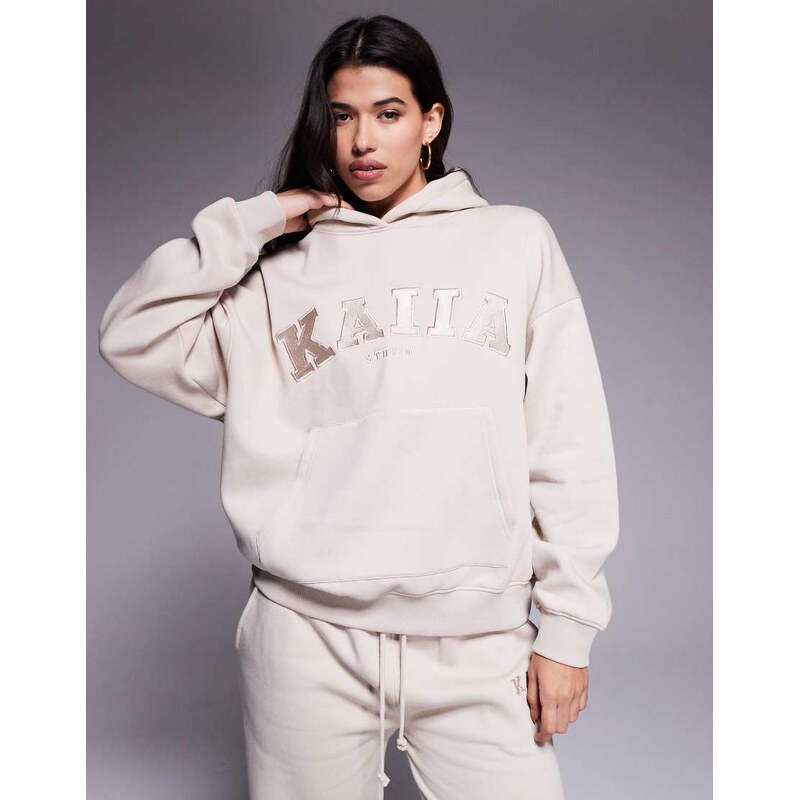 Kaiia cotton rich Studio embroidered logo oversized hoodie co