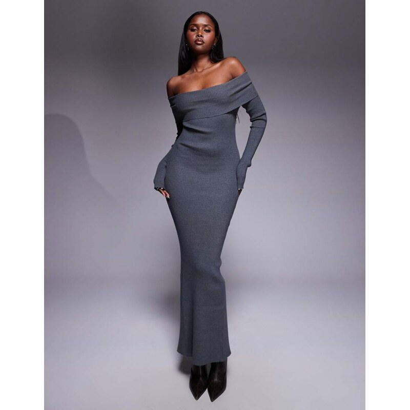 Princess Polly Phylis foldover bardot ribbed knit back split