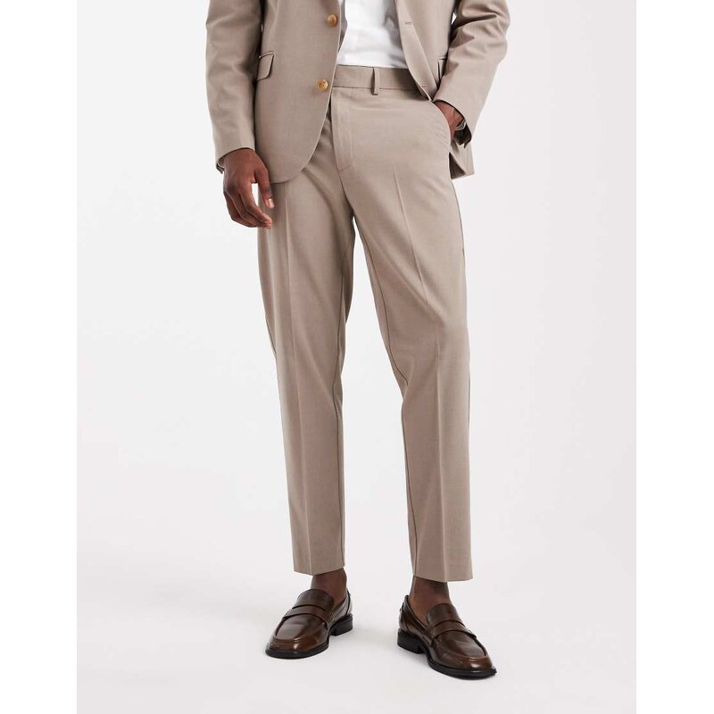 ASOS DESIGN tapered suit trousers in brown