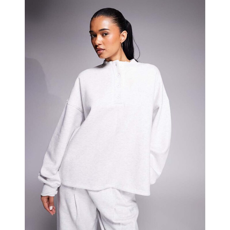 Kaiia cotton rich oversized button up henley sweatshirt co-ord