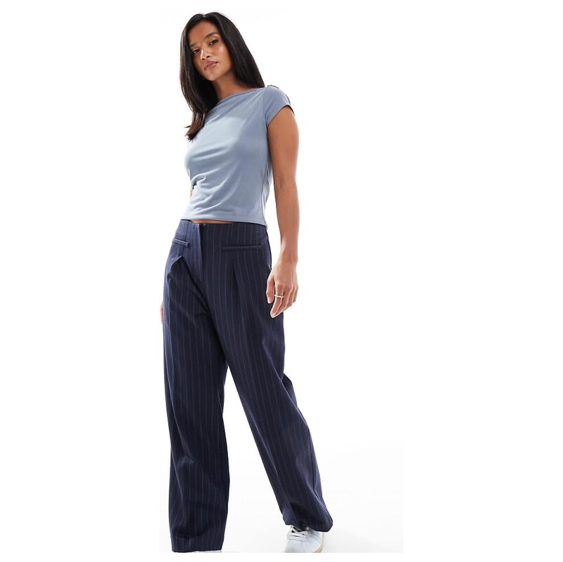 Miss Selfridge Petite tailored high waisted trouser in navy
