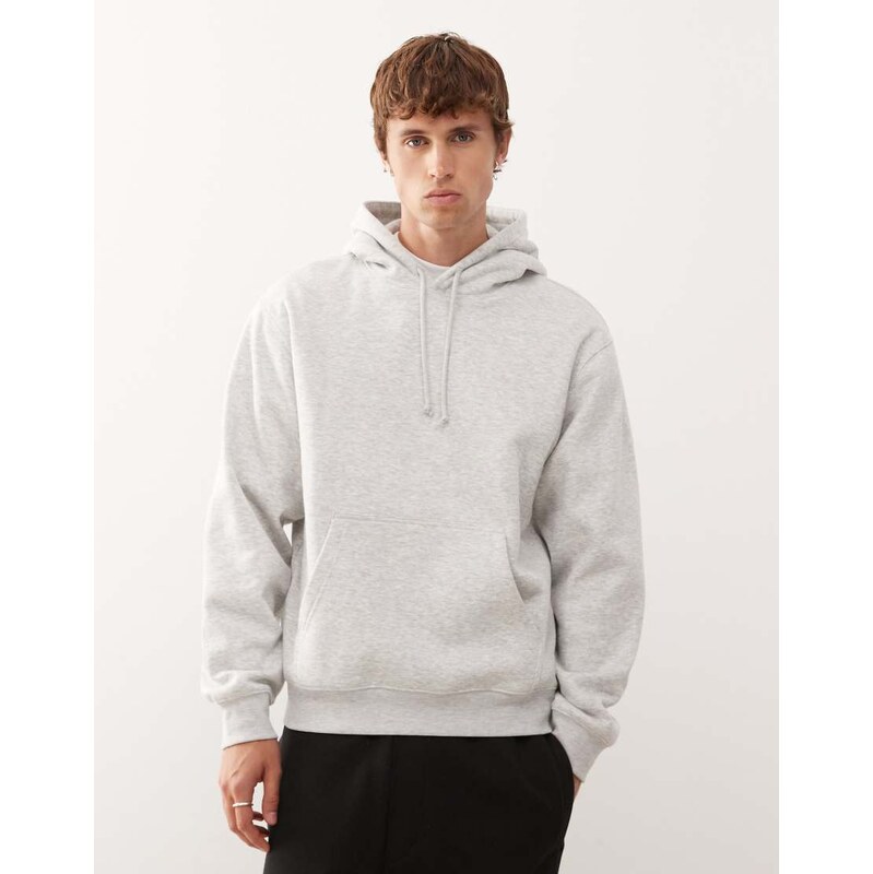 Weekday classic fit hoodie in grey melange