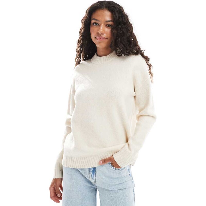 Threadbare round neck oversized jumper in off white