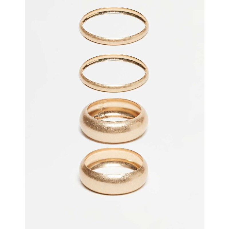 ASOS DESIGN pack of 4 bangles in brushed gold tone 107889237