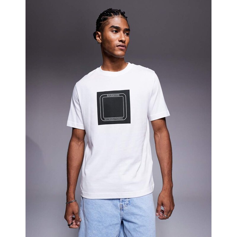 Barbour International loop graphic t-shirt in white 115033625