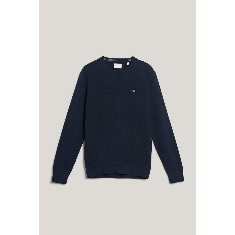 SVETR GANT MICRO TEXTURE C-NECK EVENING BLUE