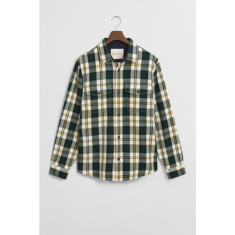 KOŠILE GANT HEAVY TWILL CHECK OVERSHIRT TARTAN GREEN