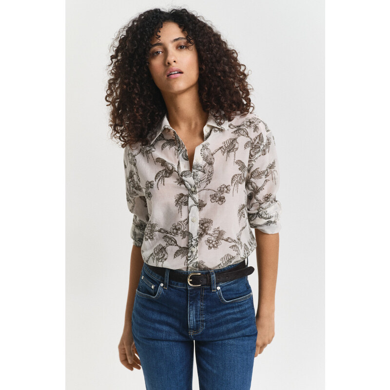 KOŠILE GANT REL TREE PRINT COT SILK SHIRT GREEN LAGOON 107862258