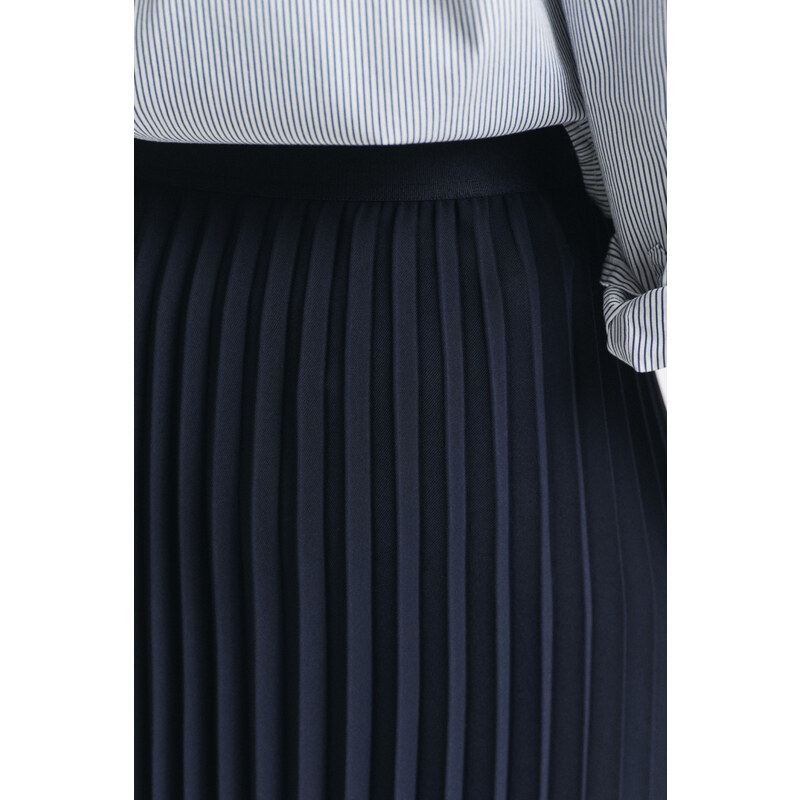 SUKNĚ GANT MIDI PLEATED SKIRT EVENING BLUE