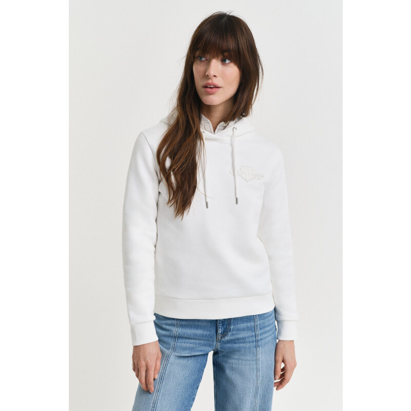 MIKINA GANT REG TONAL SHIELD HOODIE EGGSHELL 107862252