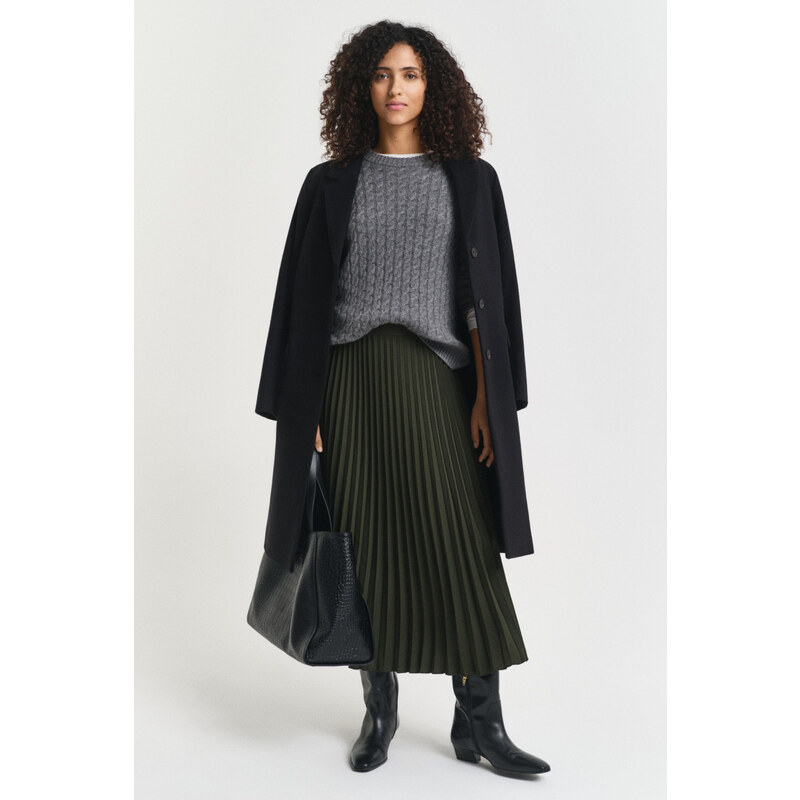 SUKNĚ GANT MIDI PLEATED SKIRT GREEN LAGOON