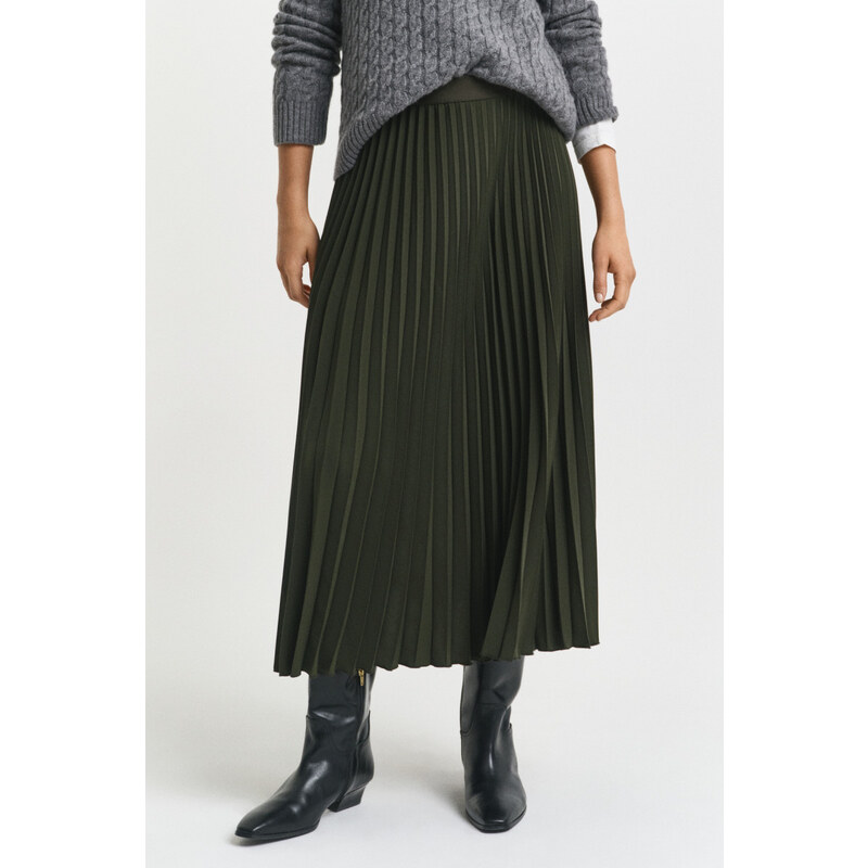 SUKNĚ GANT MIDI PLEATED SKIRT GREEN LAGOON