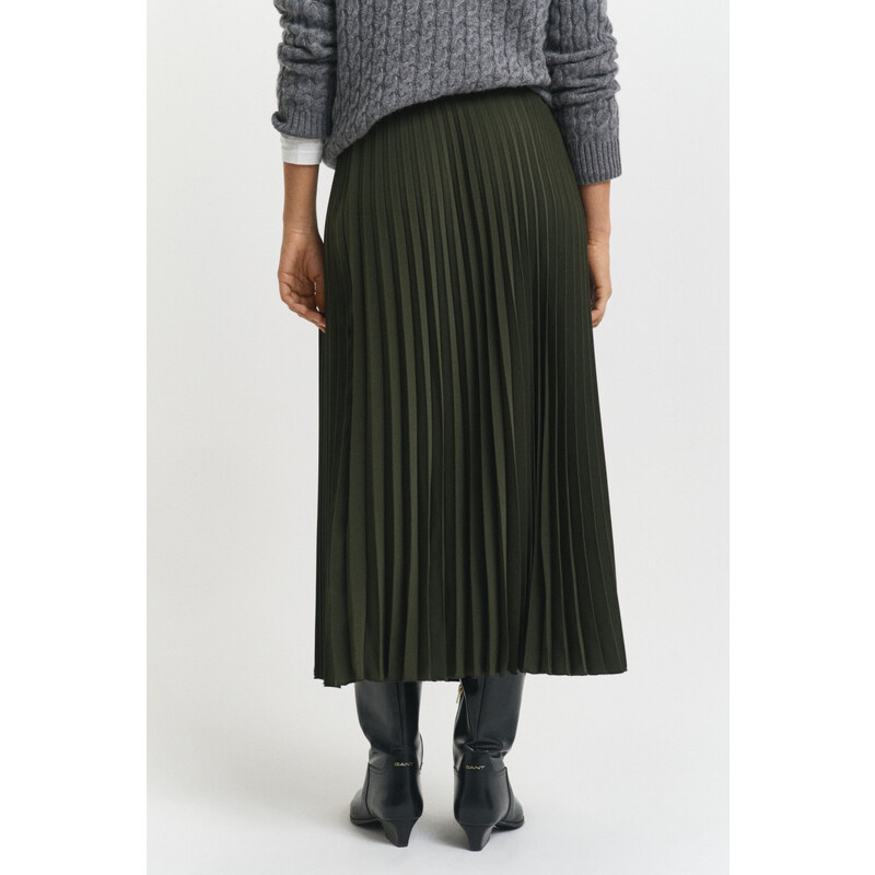 SUKNĚ GANT MIDI PLEATED SKIRT GREEN LAGOON