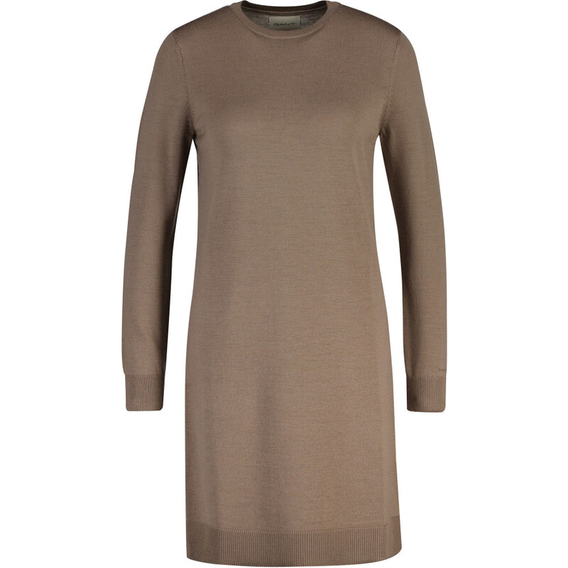 ŠATY GANT FINE MERINO KNITTED DRESS TAUPE BEIGE