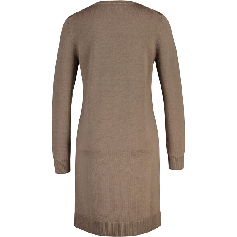 ŠATY GANT FINE MERINO KNITTED DRESS TAUPE BEIGE