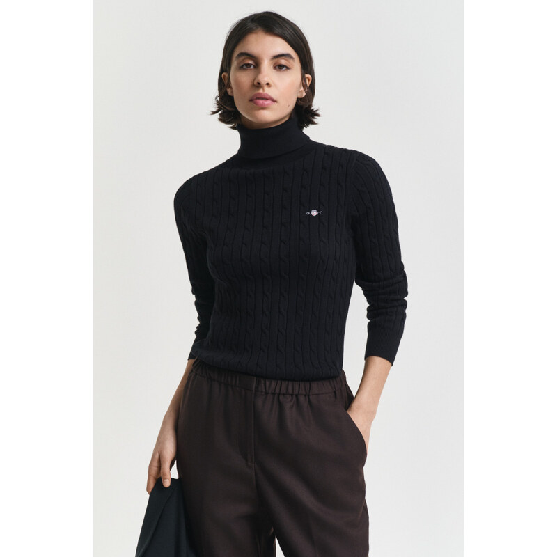ROLÁK GANT STRETCH COTTON CABLE TURTLENECK BLACK 107862267