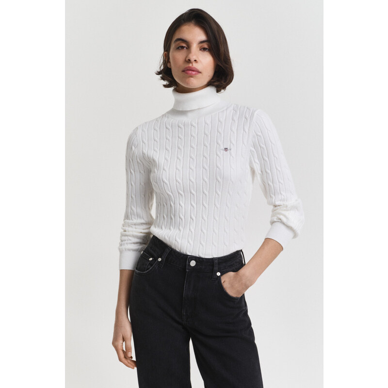 ROLÁK GANT STRETCH COTTON CABLE TURTLENECK EGGSHELL 107862269