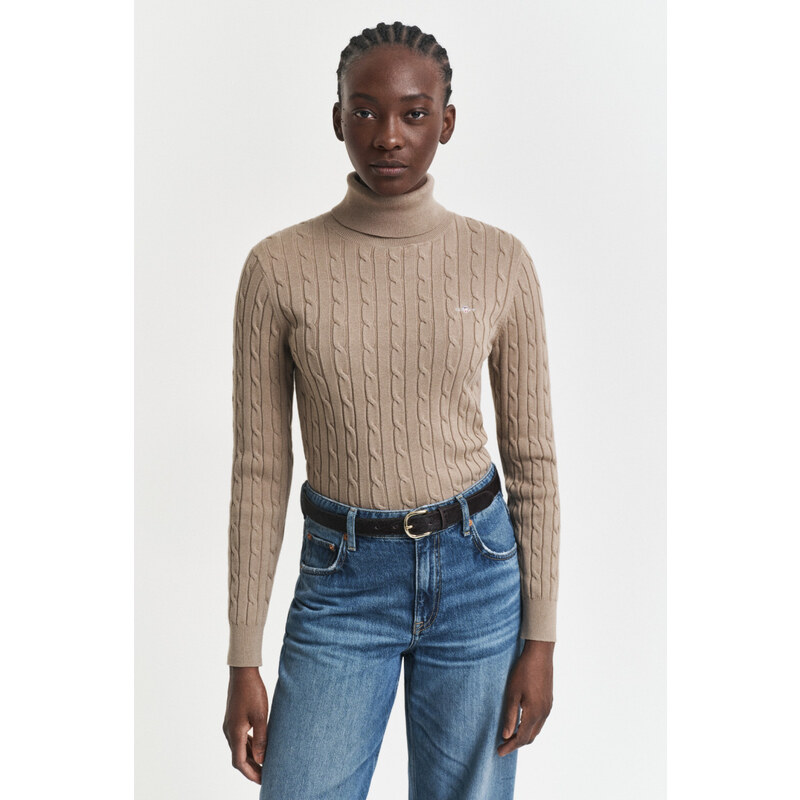 ROLÁK GANT STRETCH COTTON CABLE TURTLENECK TAUPE BEIGE 107862270
