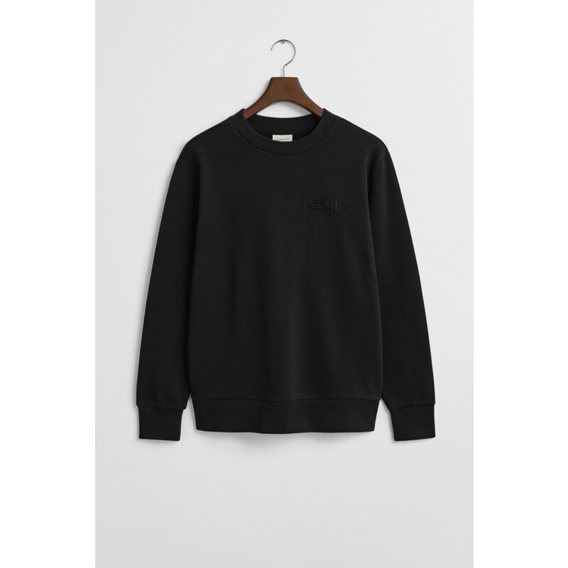MIKINA GANT REG TONAL SHIELD C-NECK SWEAT BLACK