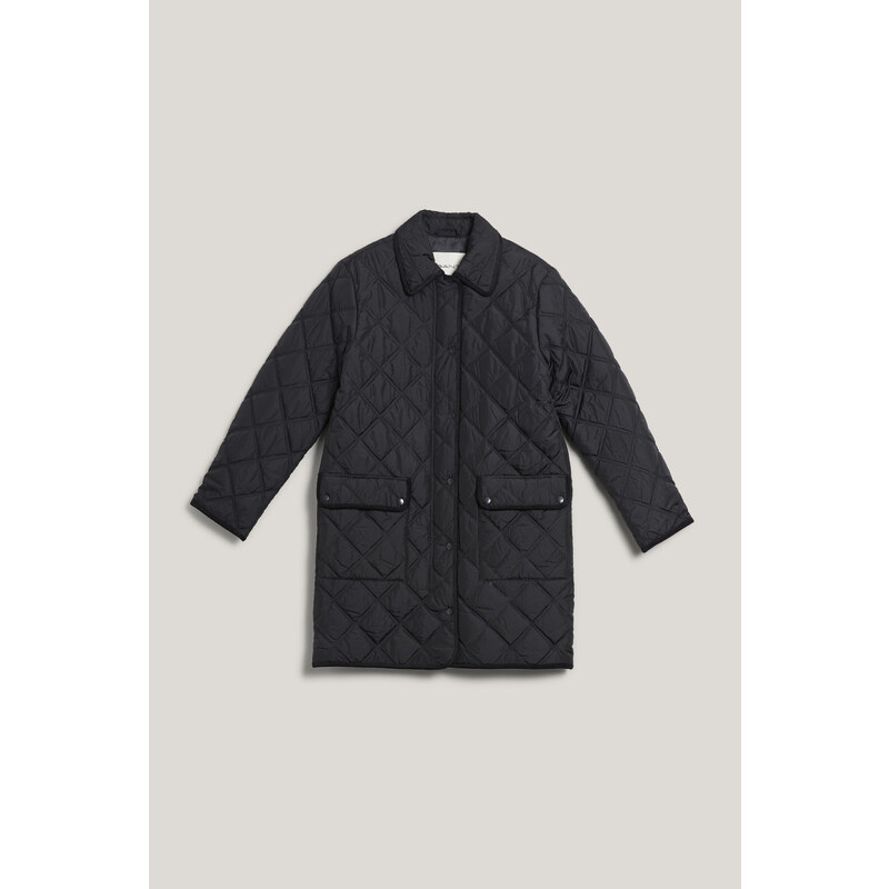 KABÁT GANT QUILTED COAT WITH CORD TRIM BLACK
