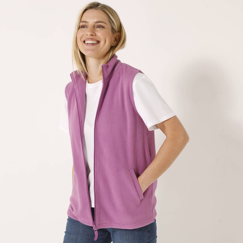 Blancheporte Fleecová vesta na zip purpurová 103729940