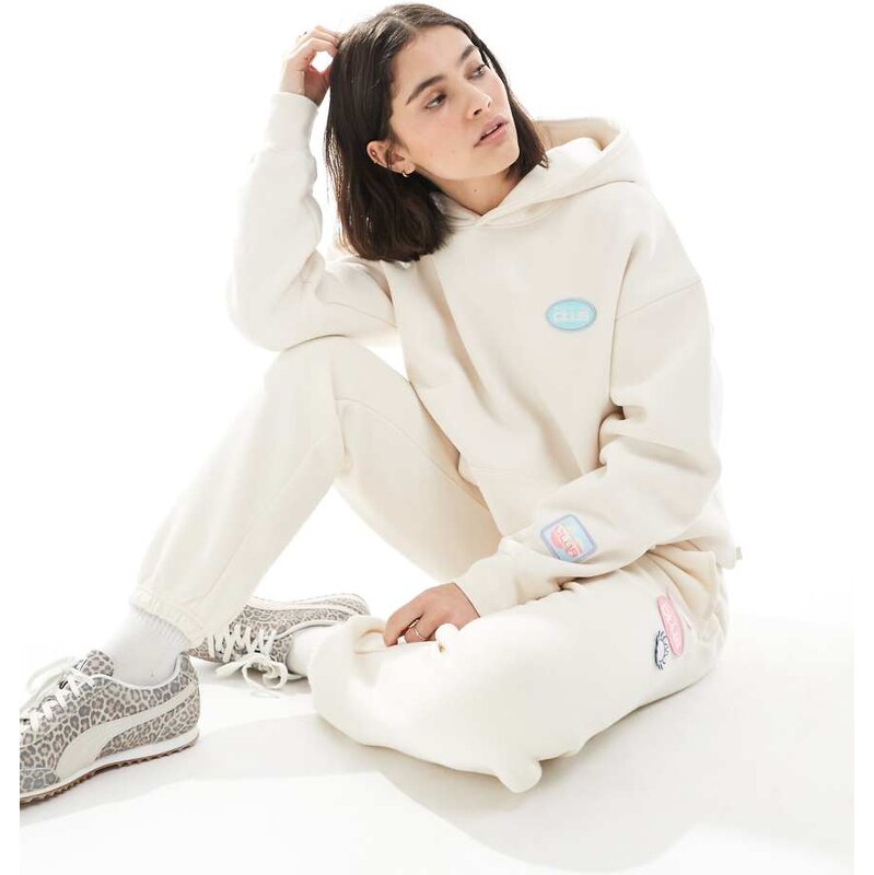Cotton On plush premium hoodie in coconut milk co-ord-Neutral 109280338
