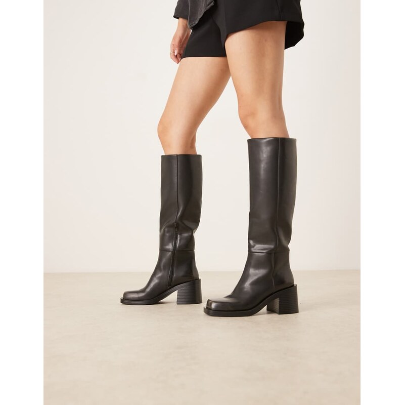 ASOS DESIGN Campbell chunky heeled knee boots in brown burnished 108555555
