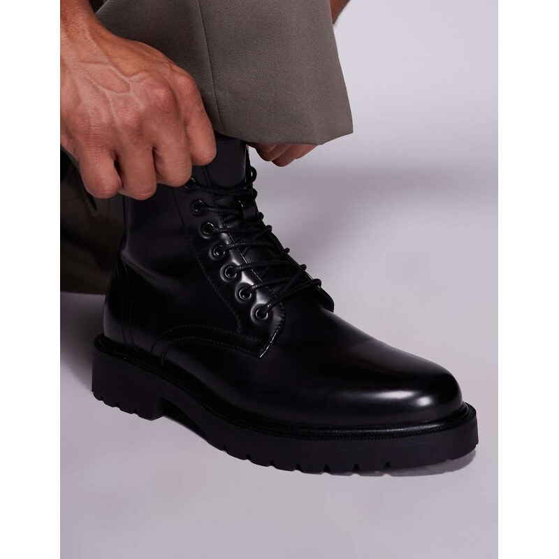 ASOS DESIGN lace up boots in black