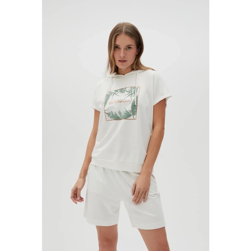 Marisse Womens Sweatshirt L-Bl-4604 Off White