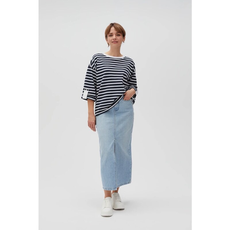 Marisse Womens Sweatshirt L-Bl-4607 Navy