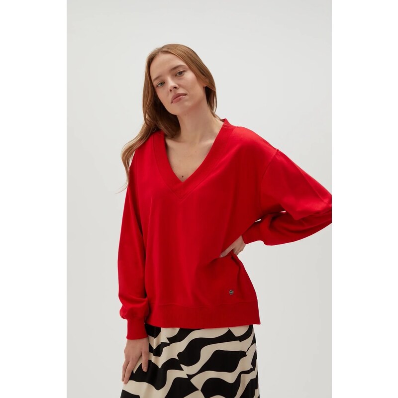 Marisse Womens Sweatshirt L-Bl-4608 Red