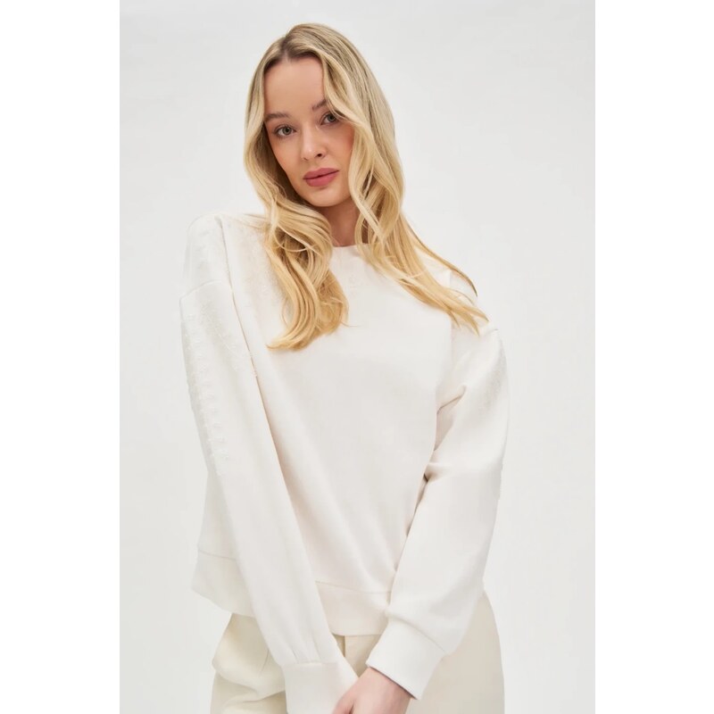 Marisse Womens Sweatshirt L-Bl-4612 Off White