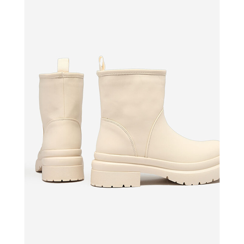 Resti Beige matte womens boots with thicker sole Holeopi