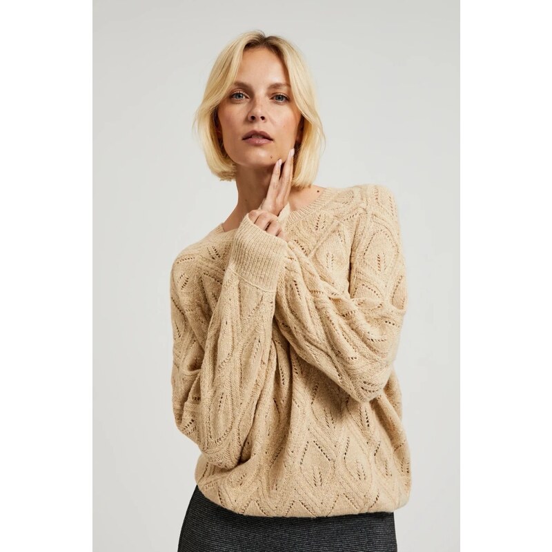 Marisse Womens Sweater Z-Sw-4503 Beige Mel