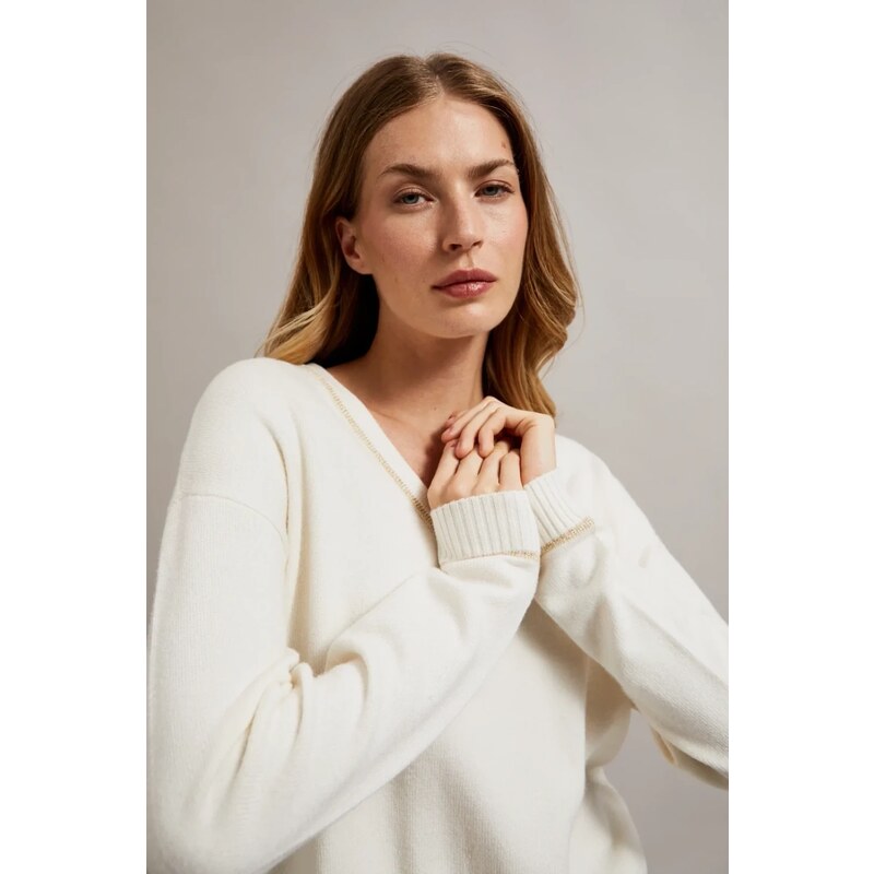 Marisse Womens Sweater Z-Sw-4518 Off White