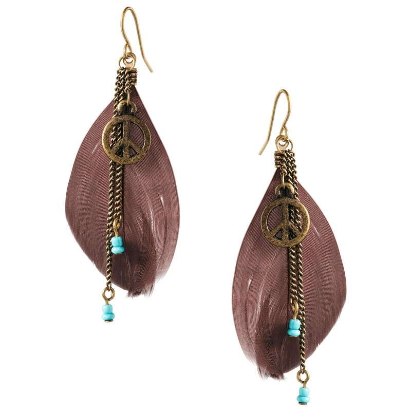 Classics 77 Peace and Feather Drop Earrings - Grey
