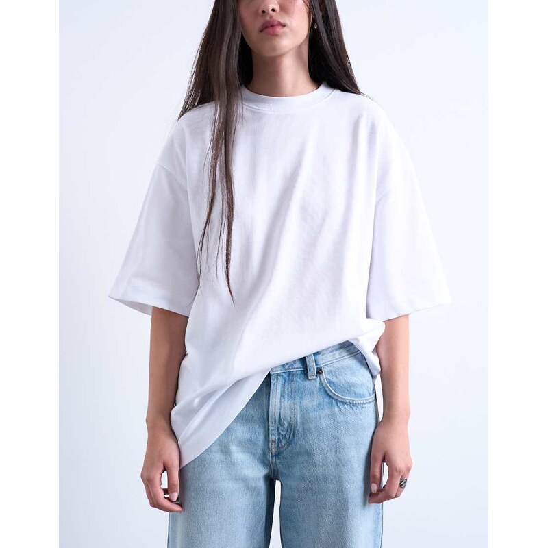 Topshop oversized drop shoulder tee in white 107889214