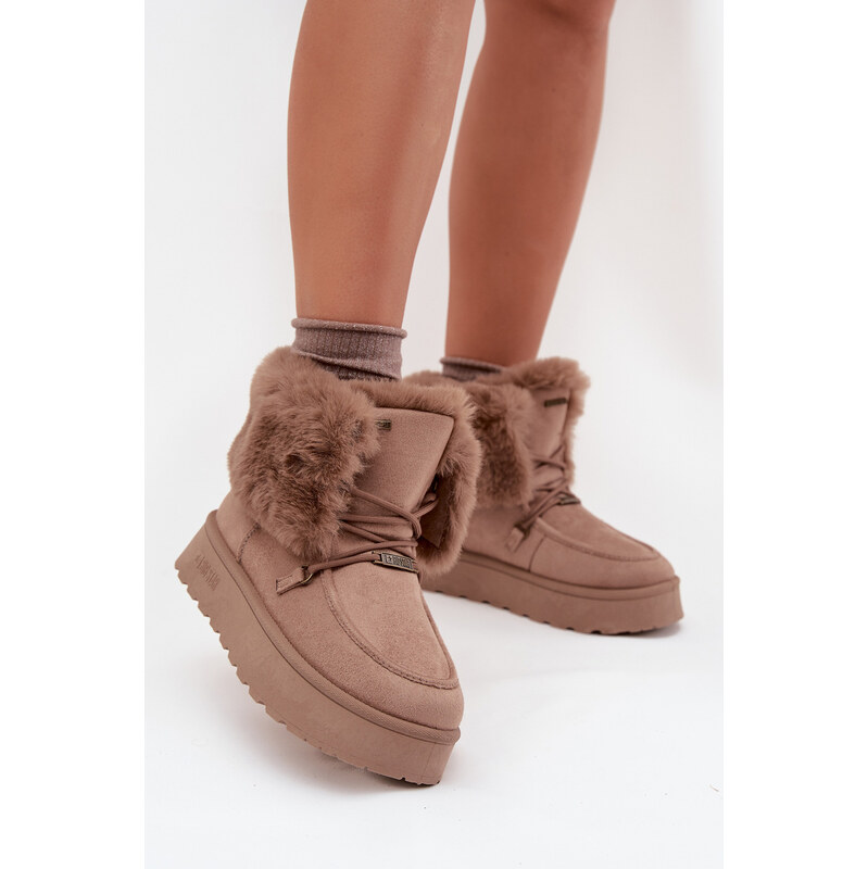BIG STAR SHOES Dámské Sněhule Na Platformě S Kožíškem A Šněrováním Big 107951256