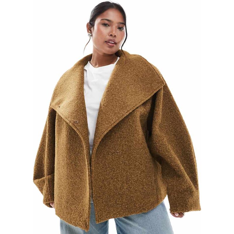 ASOS Curve ASOS DESIGN Curve cosy funnel neck oversized jacket in 107880271