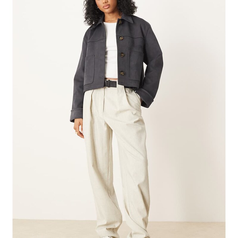 ASOS DESIGN Tall tailored textured barrel leg trousers with belt