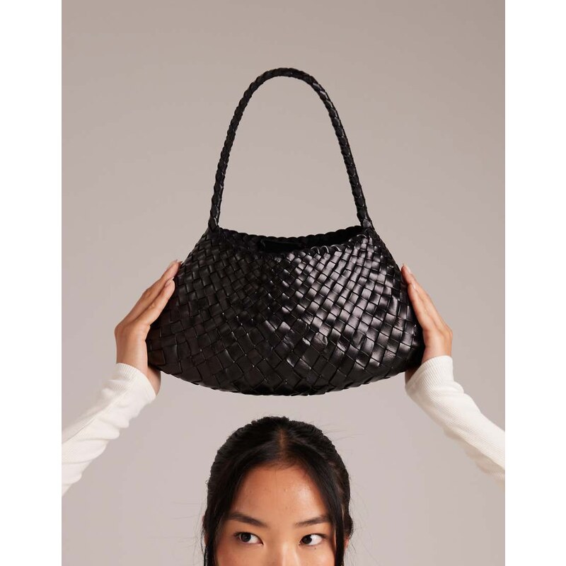 Dragon Diffusion Rosanna woven leather shoulder bag in black 107880306