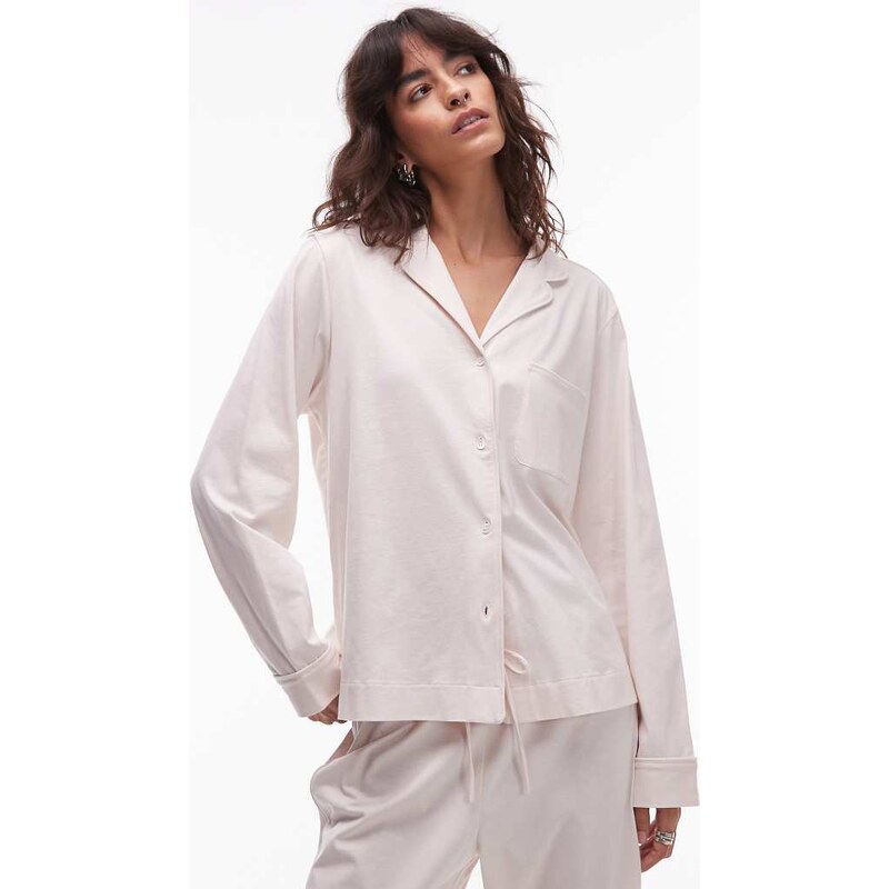 ARKET mix and match cotton long sleeve button up pyjama top with white 107880392