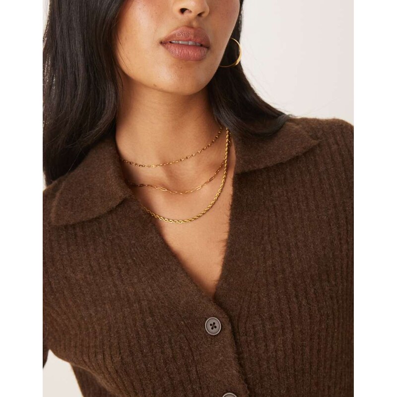 ASOS DESIGN knitted longline fitted shirt in chocolate-Brown