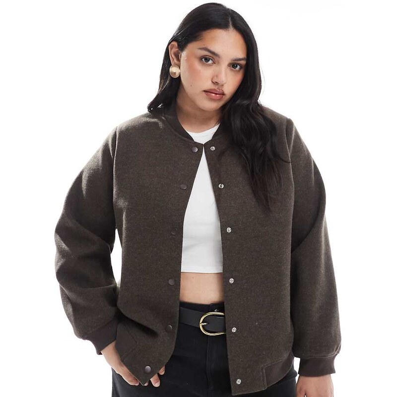 Vero Moda Curve bomber jacket in chocolate brown 107983268