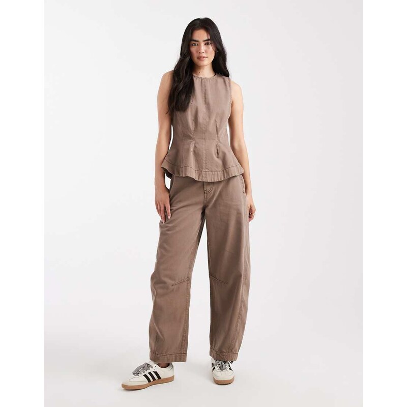 ASOS DESIGN laundered seamed barrel trousers with contrast