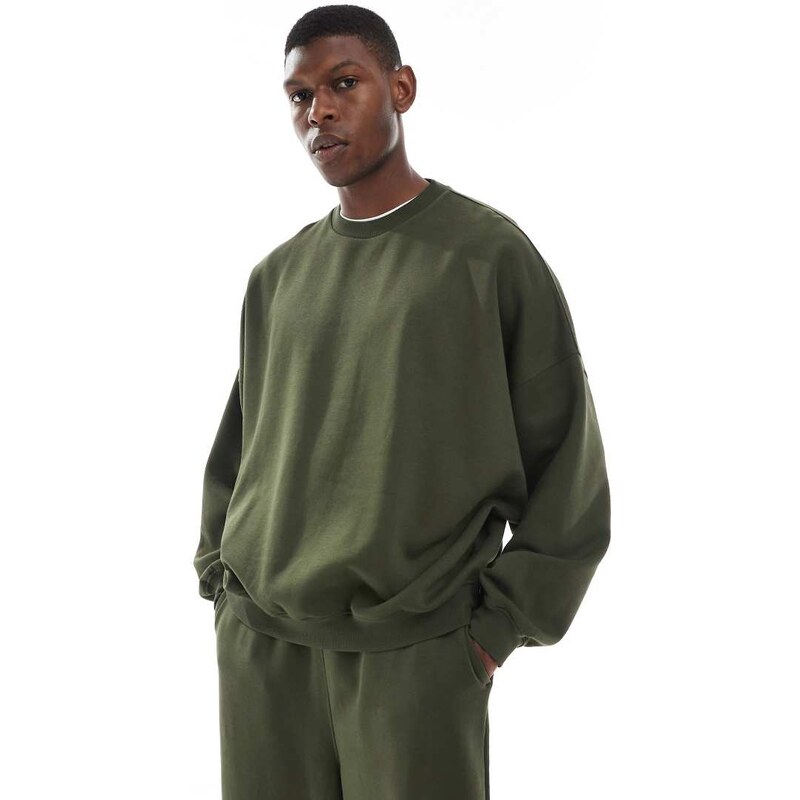 ASOS DESIGN essentials extreme oversized sweatshirt in khaki-Green