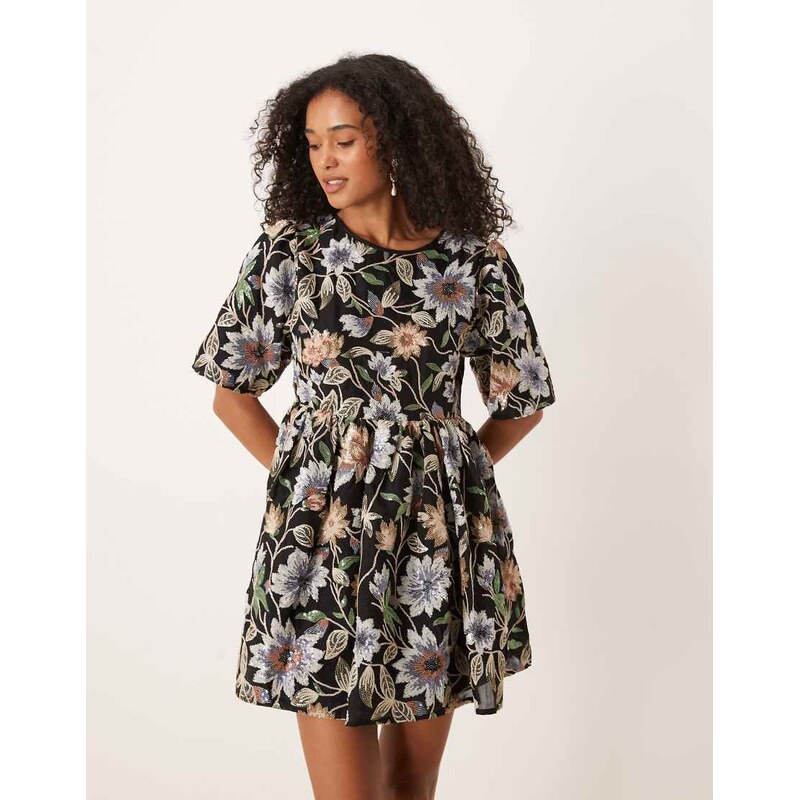 Dream Sister Jane embroidered mini dress in floral-Multi